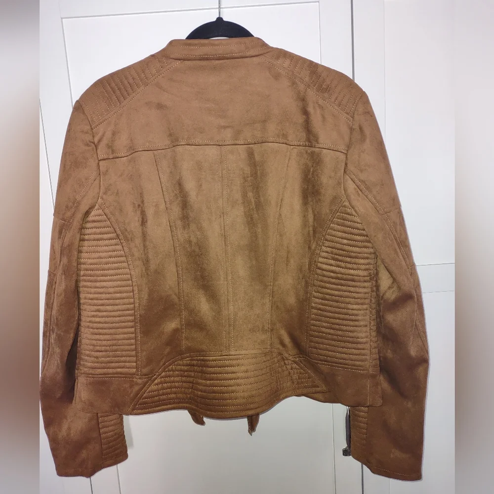 Women's faux suede Calvin Klein moto jacket extra large size 14 to 16 - Picture 2 of 10